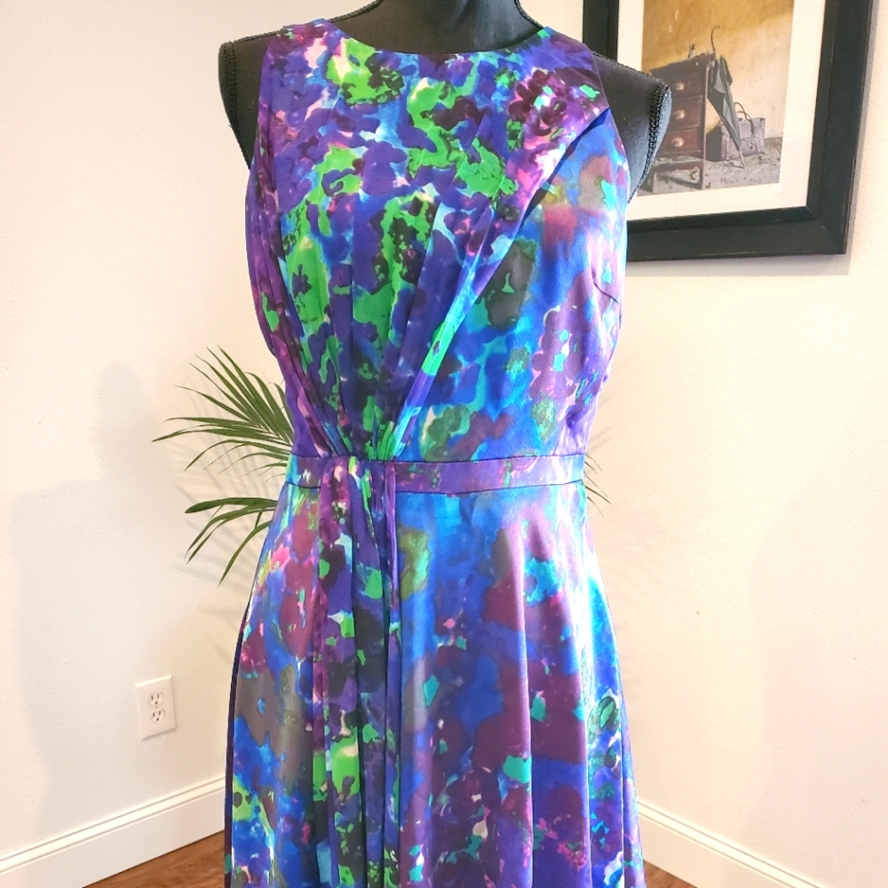 Coast Purple and Green Sleeveless Dress